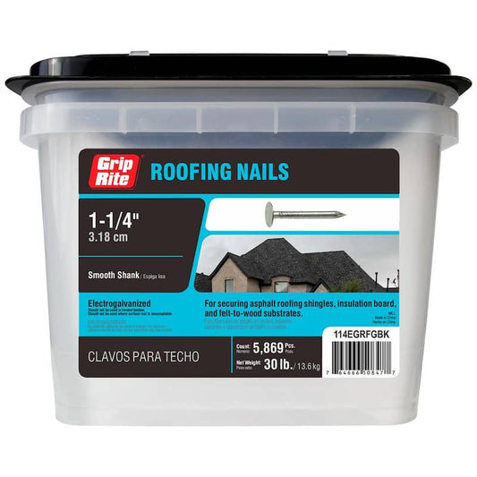 #11 x 1-1/4 in. Electro-Galvanized Steel Roofing Nails (30 lb.-Pack)